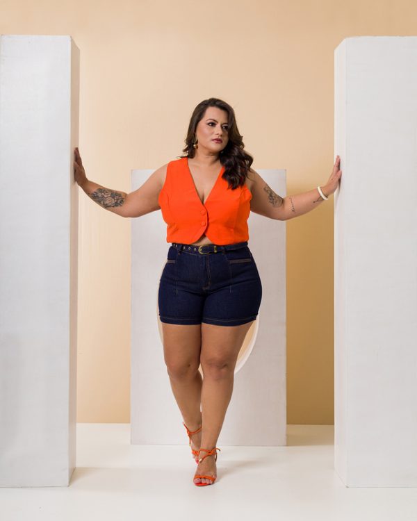Short Plus Size Pence Rebatida